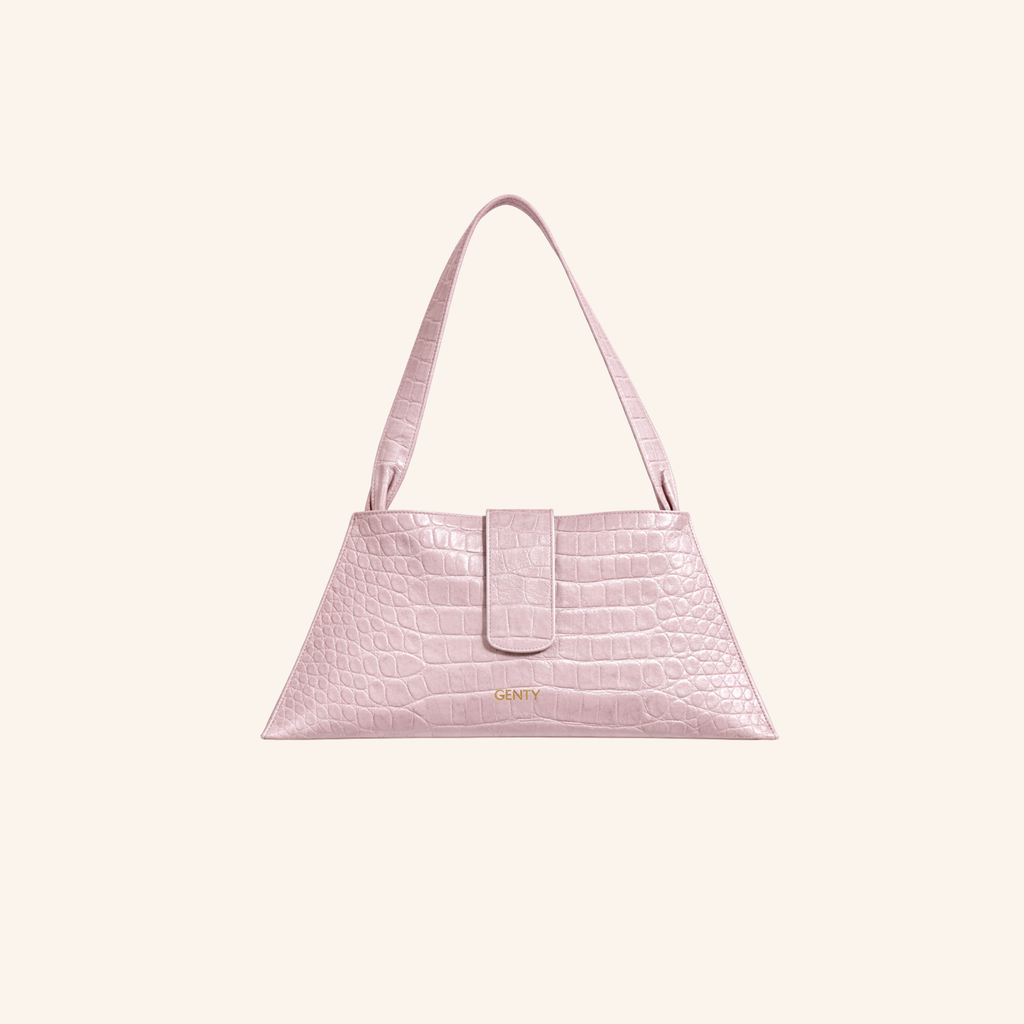 sac epaule blandine croco rose poudre